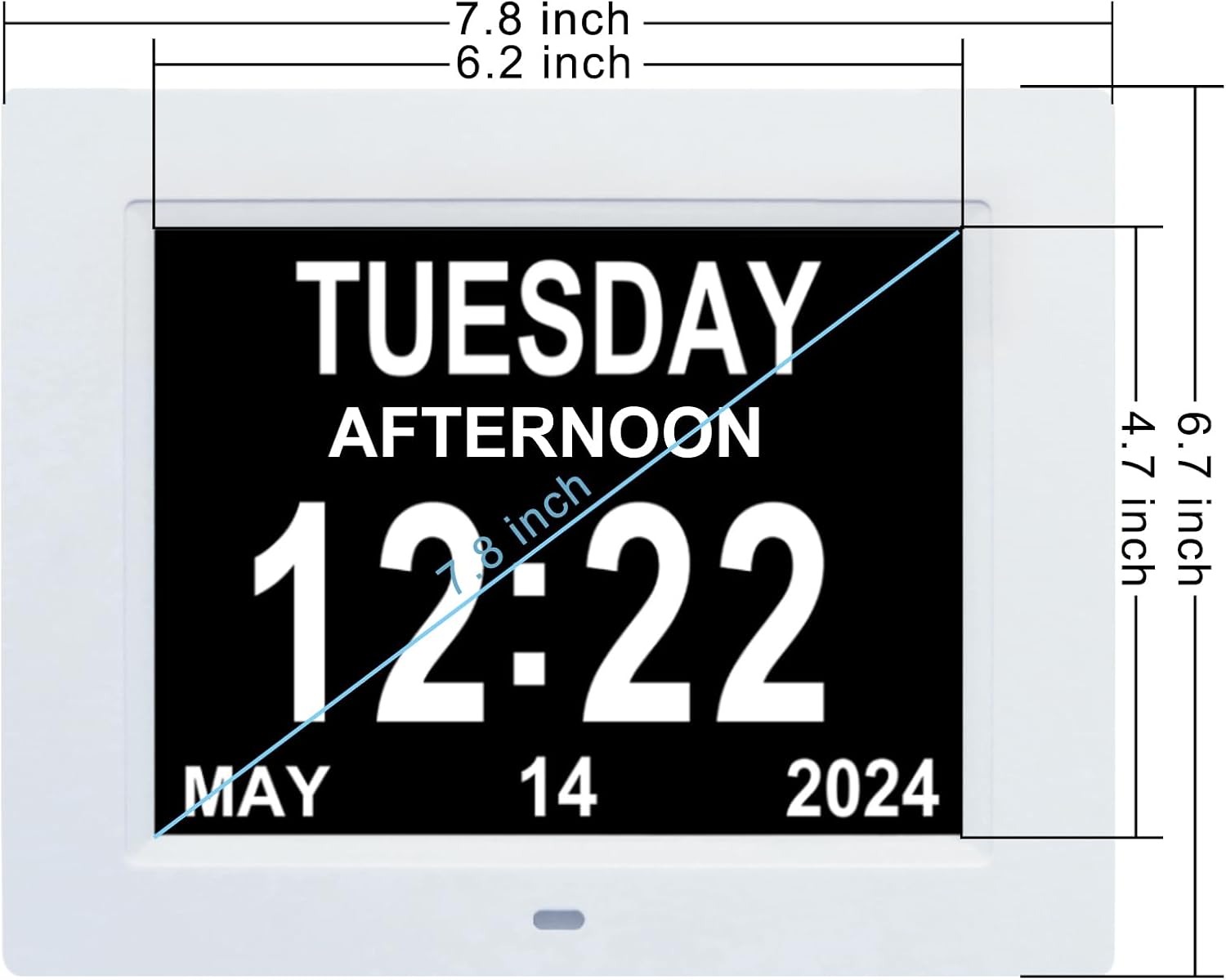 TMC 8 Inch Digital Dementia Clock White SD