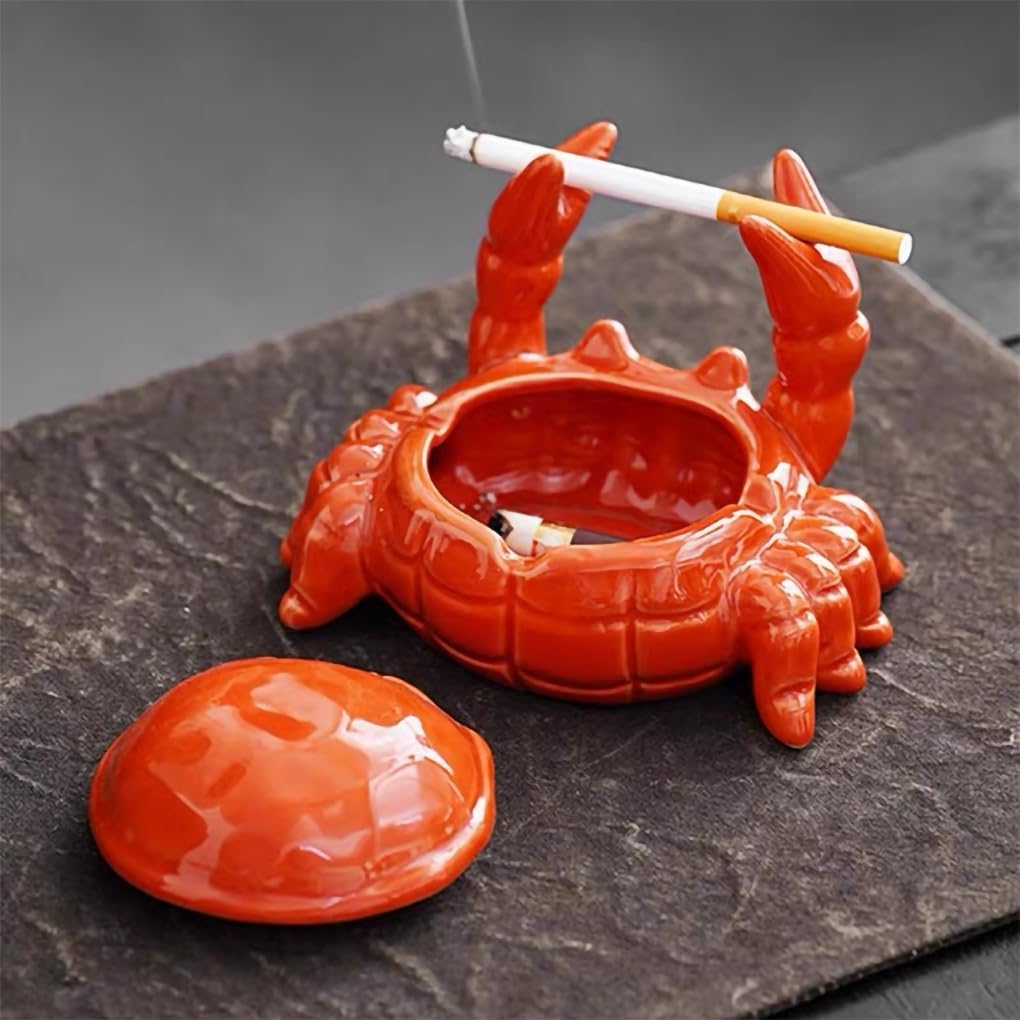 Wait Fly Crab Ceramic Ashtray with Lid