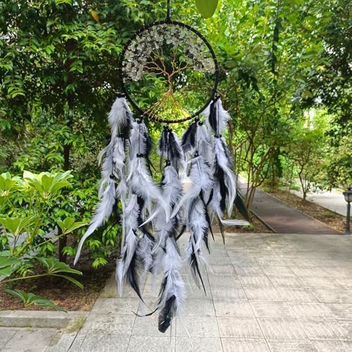 Handmade Dream Catcher Wall Decor with Crystal and Feathers