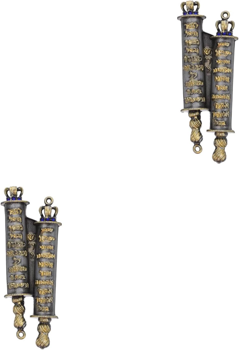 LUOZZY 2 Pcs Deep Gray Gold Lettering Mezuzah Door Plaque