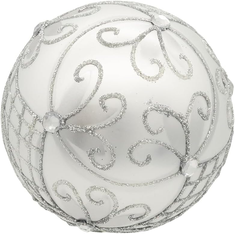 Kurt Adler 80MM Glass Silver Decorative Balls 6 Pack