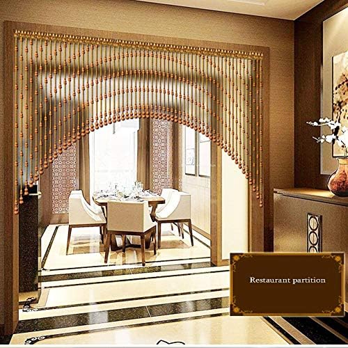 PENGFEI Natural Wood Beaded Curtain Panel