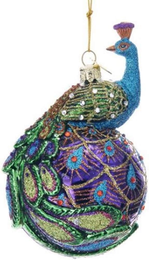 Kurt S Adler Peacock Glass Ornament 5 Inches