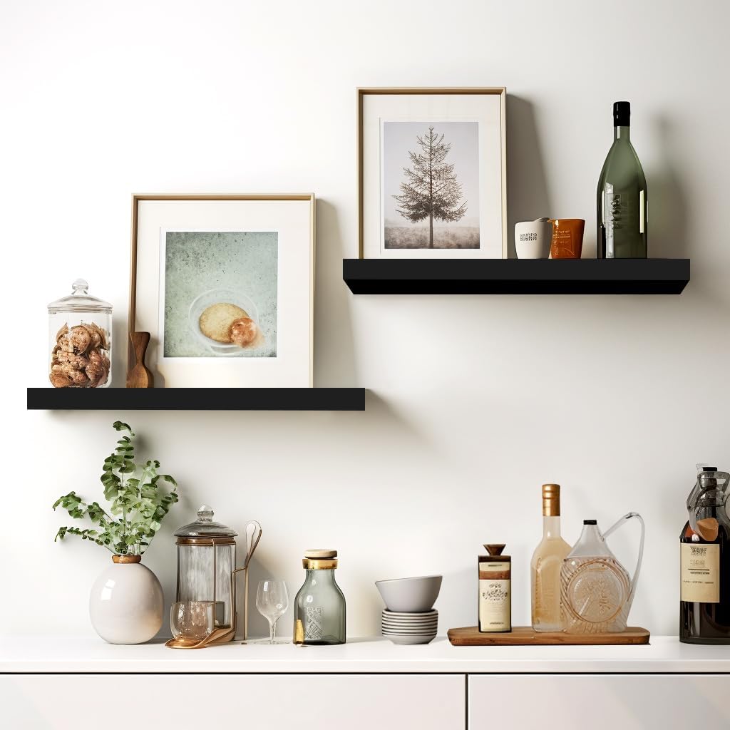 LaVie Home Floating Shelves Set of 3 Classic Black 156 Inch