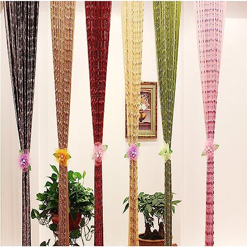 ECYC 118x118 Inch Brown Beaded Curtain Panel Divider