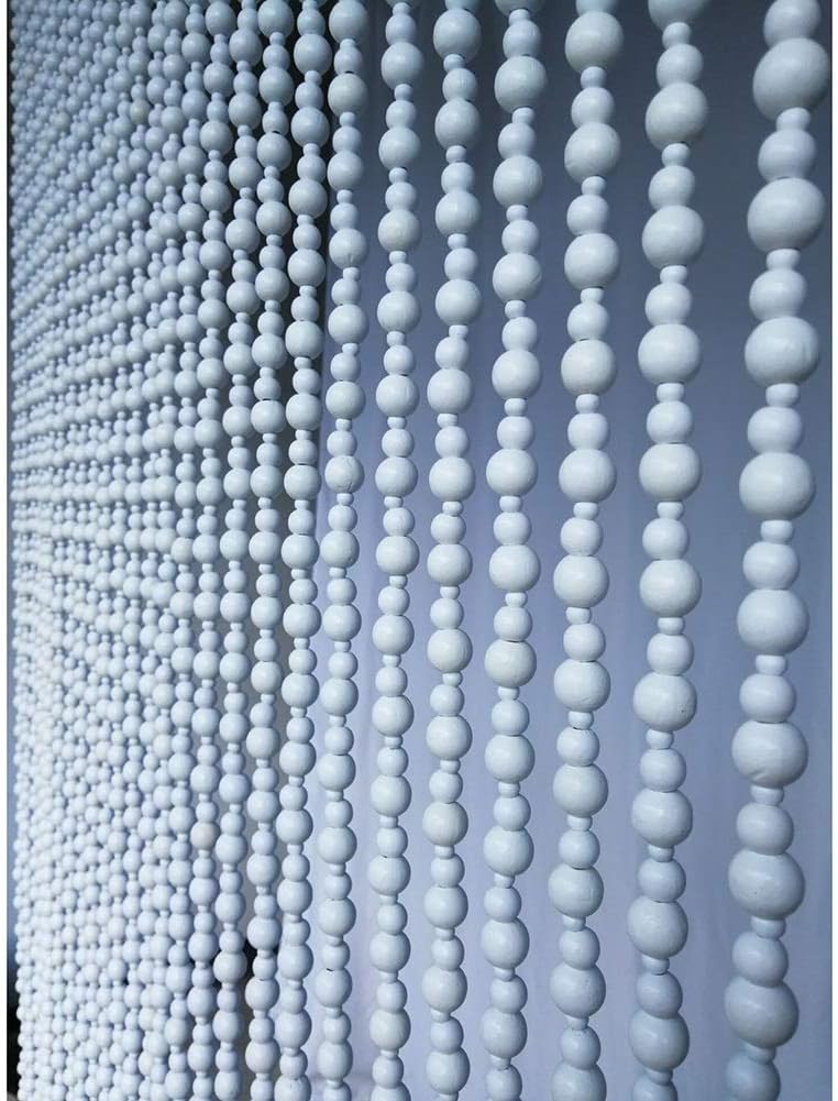 OKUOKA White Beaded Door Curtains 23 Strands