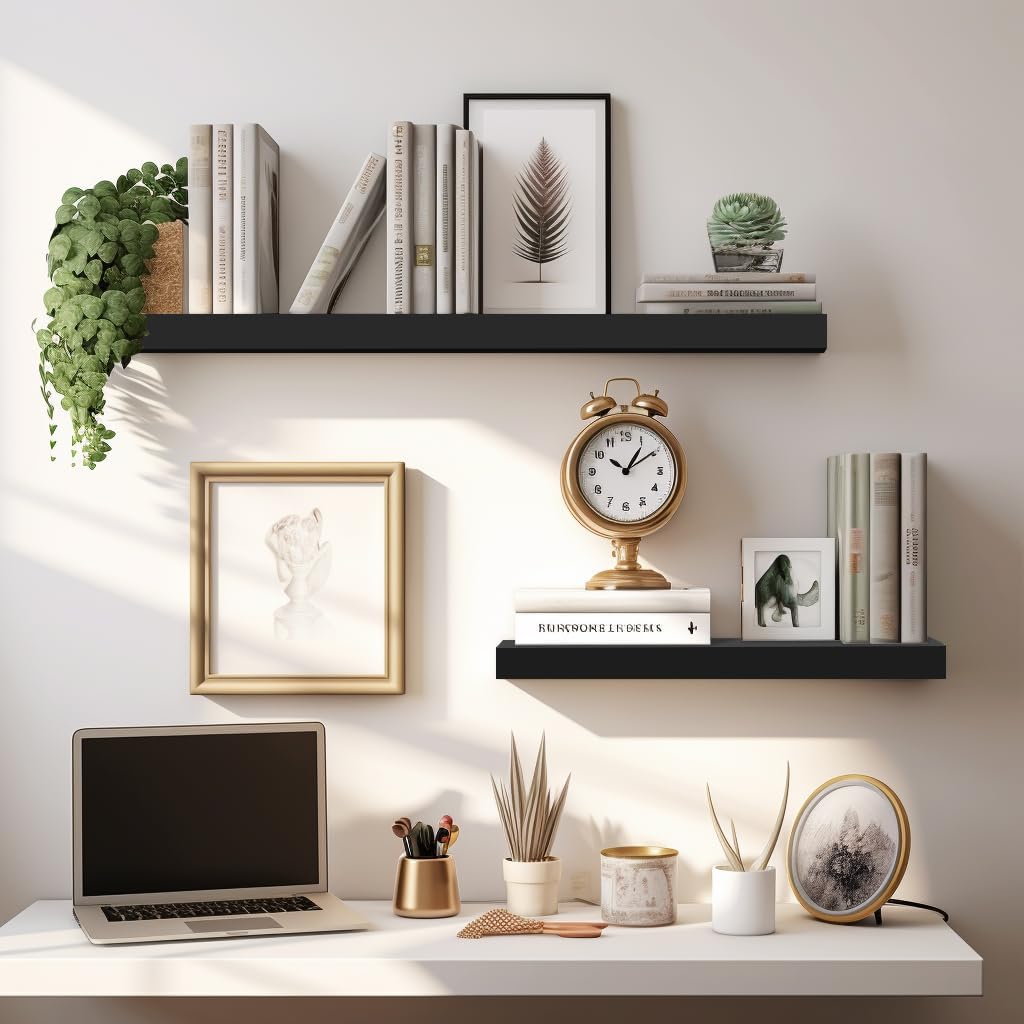 LaVie Home Floating Shelves Set of 3 Classic Black 156 Inch