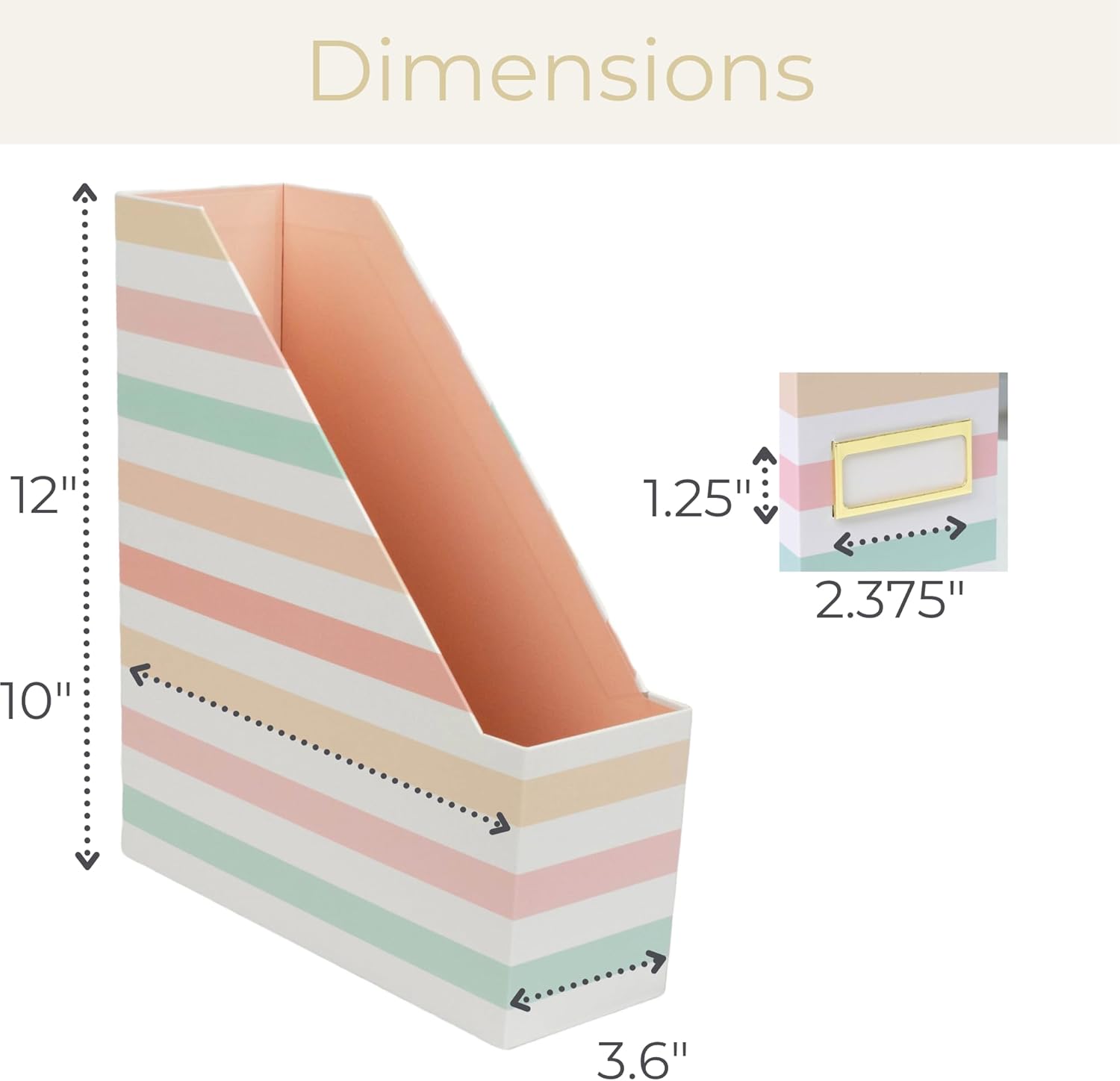 BLU MONACO Set of 4 Foldable Magazine Holders in Pastel Stripes