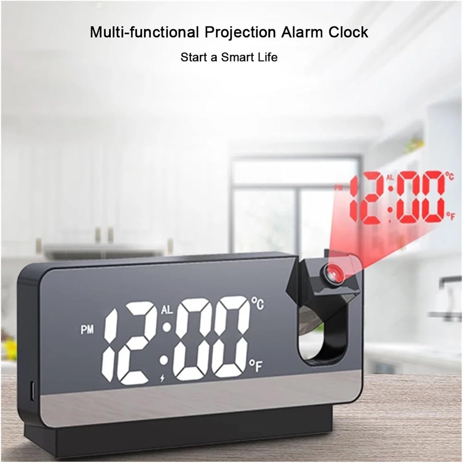 Digital Ceiling Projector Alarm Clock with Temperature Display