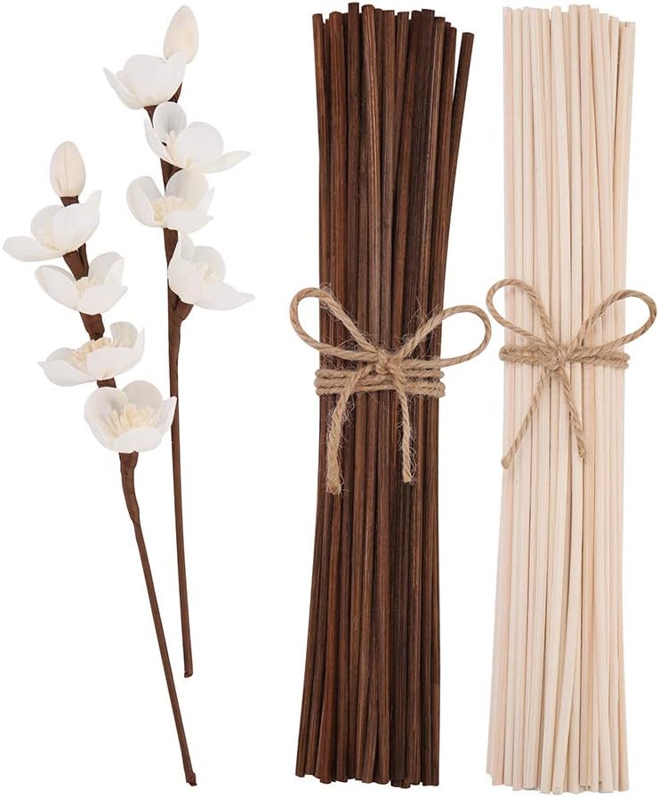 Natural Reed Diffuser Sticks 50 Pcs White and Brown