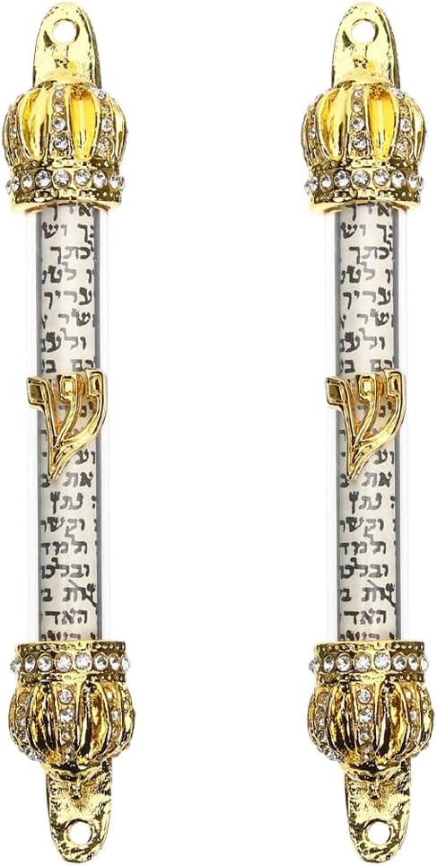 LOGOFUN 2pcs Mezuzah with Scroll Gold Religious Decor
