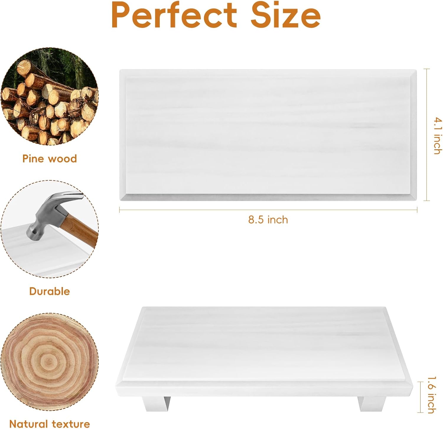White Wooden Tray Pedestal Stand Farmhouse Decor