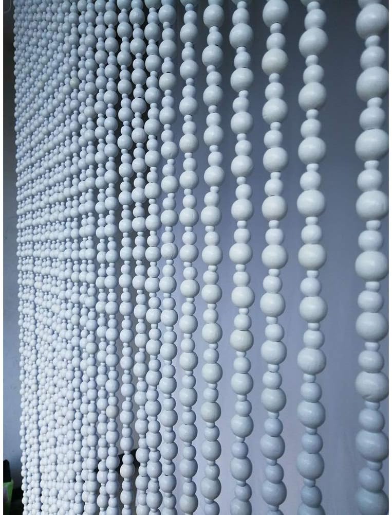 OKUOKA White Beaded Door Curtains 23 Strands