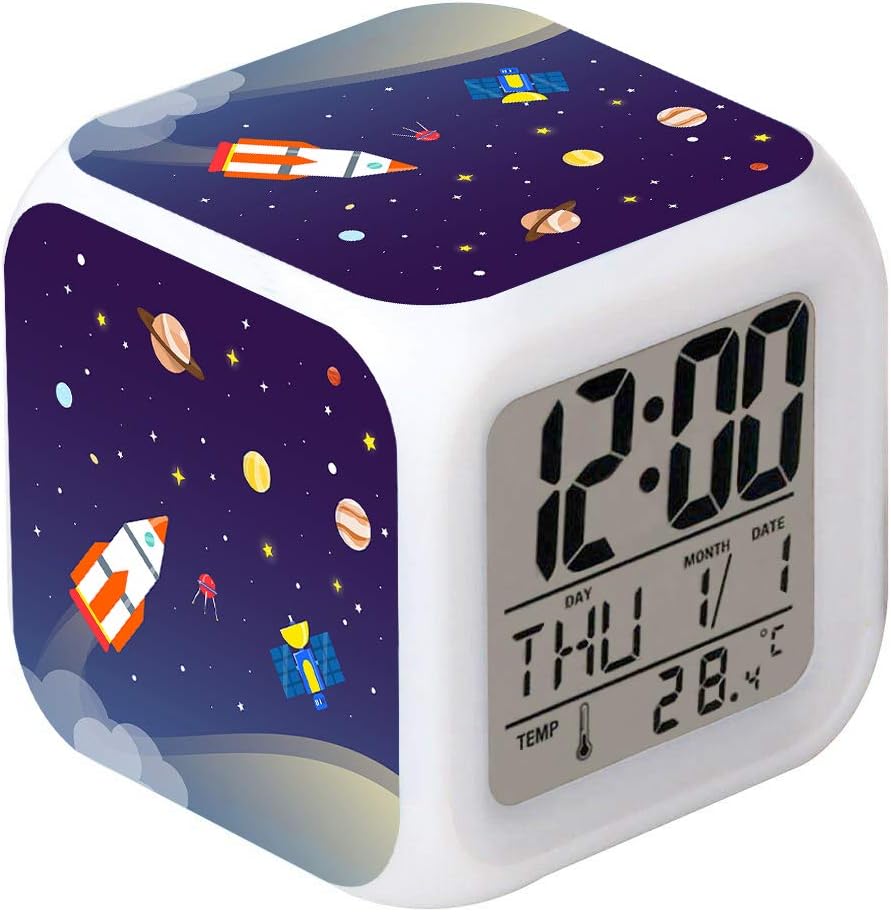 LED Alarm Clock with Glowing Space Design