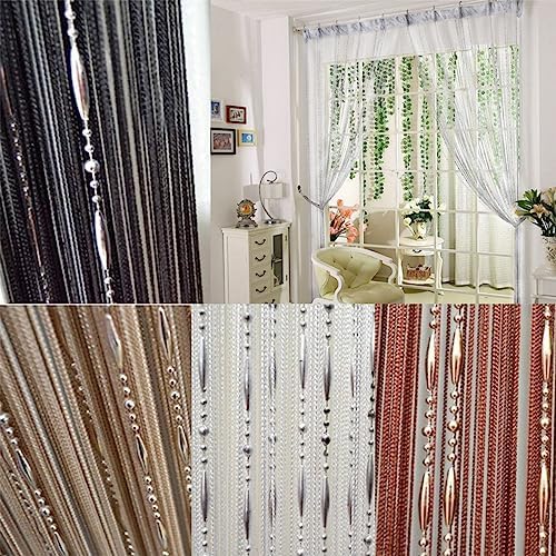 ECYC 118x118 Inch Brown Beaded Curtain Panel Divider