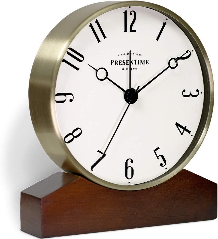 Presentime Co Mozart Alarm Clock with Walnut Base