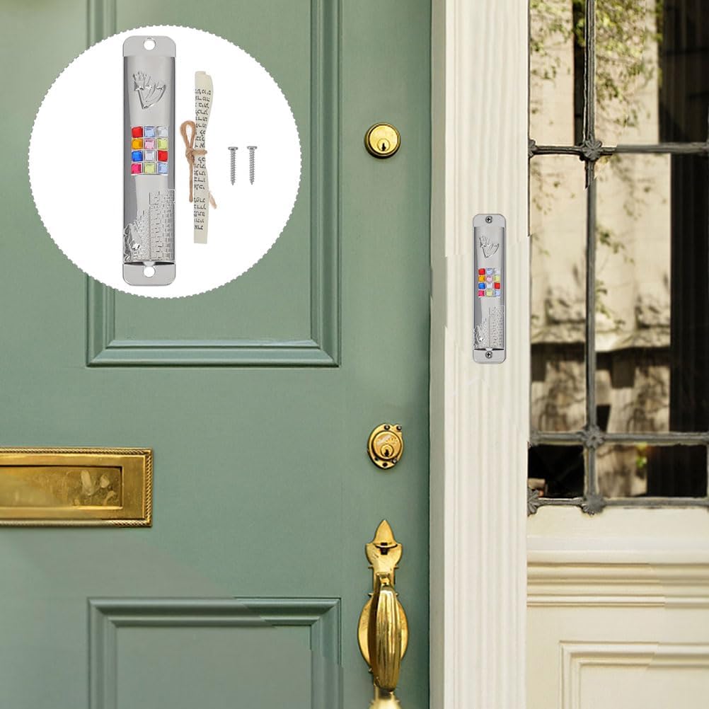 LOGOFUN 2 Sets Mezuzah with Scroll for Door Jewish Mitzvah Silver