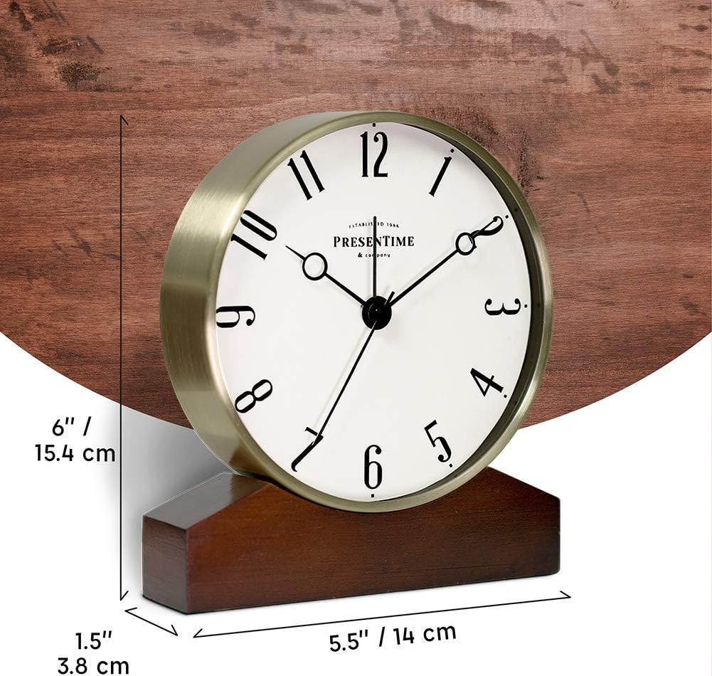 Presentime Co Mozart Alarm Clock with Walnut Base