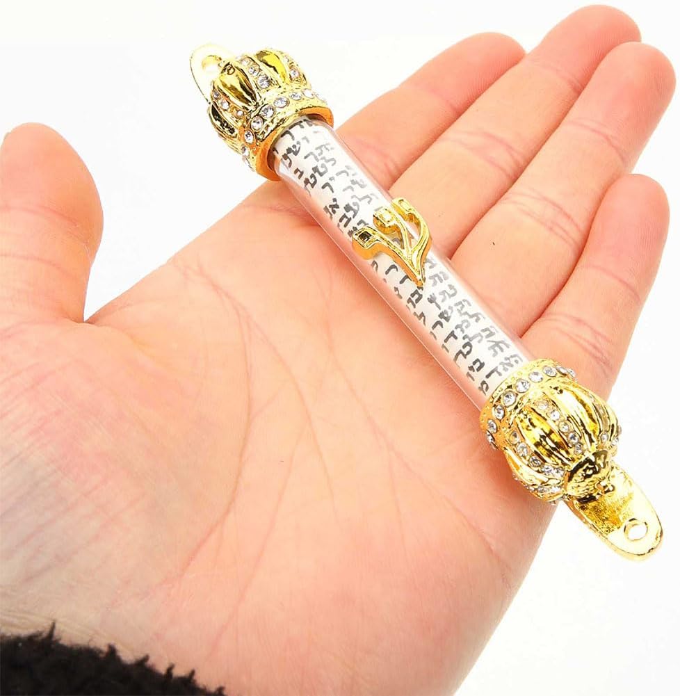 LOGOFUN 2pcs Mezuzah with Scroll Gold Religious Decor