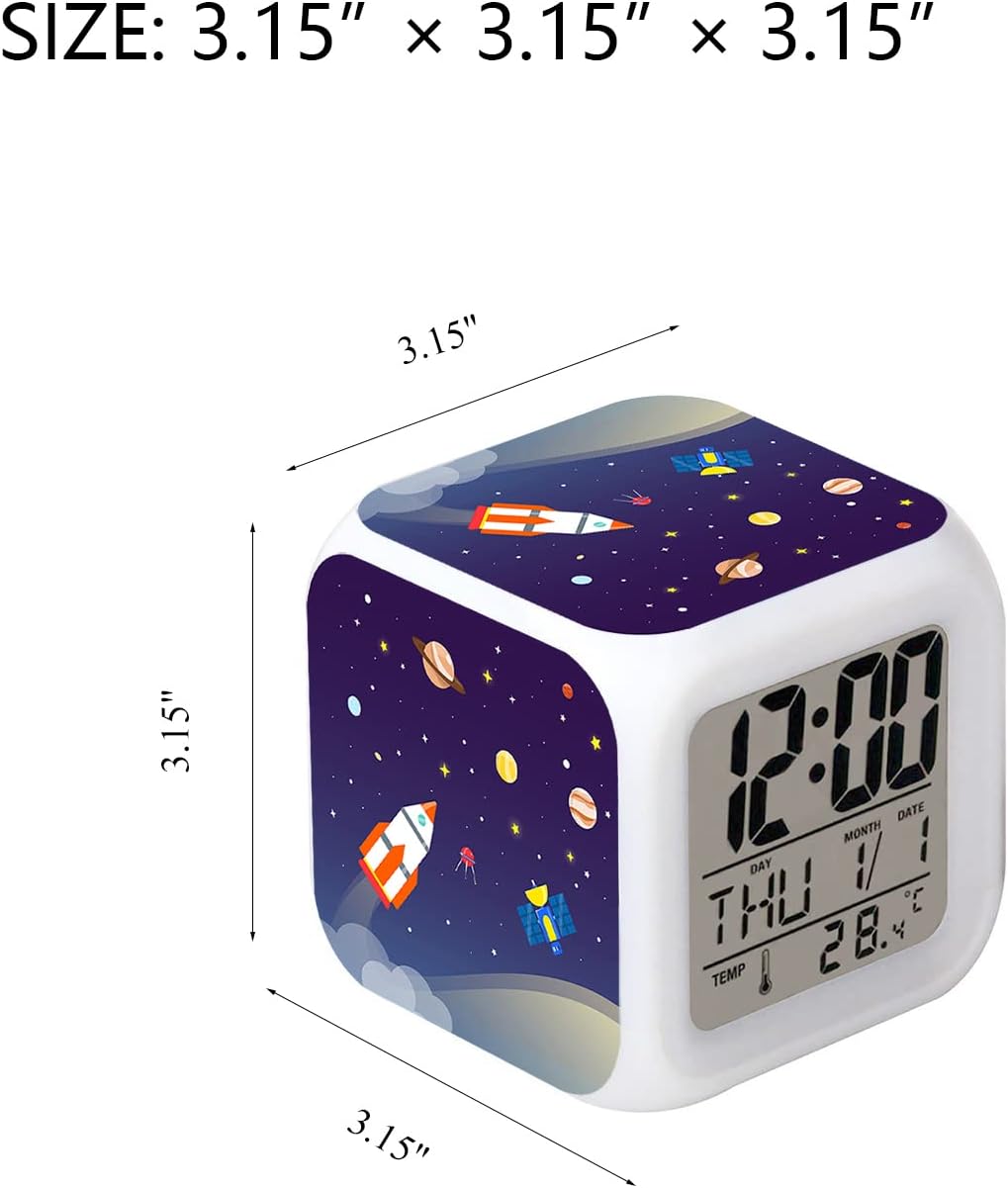LED Alarm Clock with Glowing Space Design