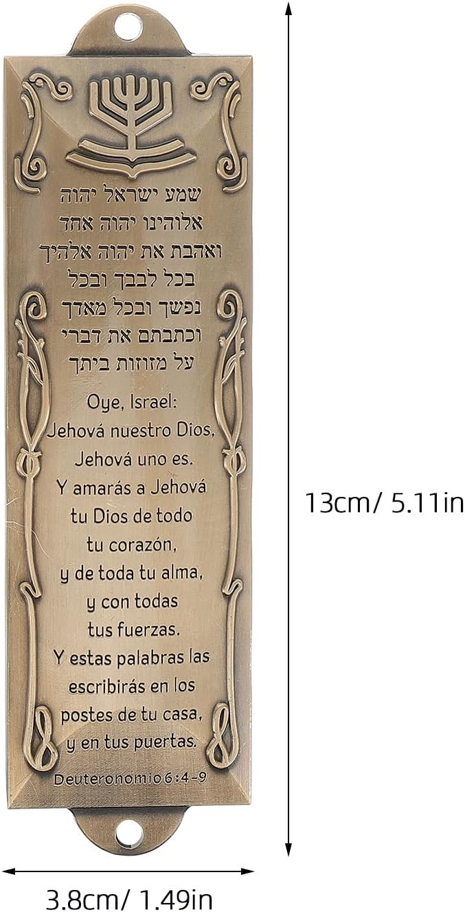 LOGOFUN Gold Metal Mezuzah with Scroll for Home Decor