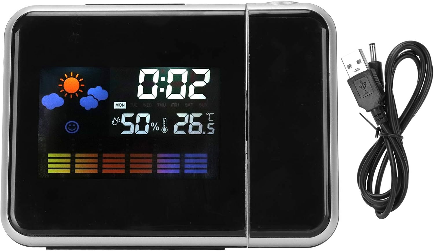 Projection LED Alarm Clock with Thermometer and Weather Forecast