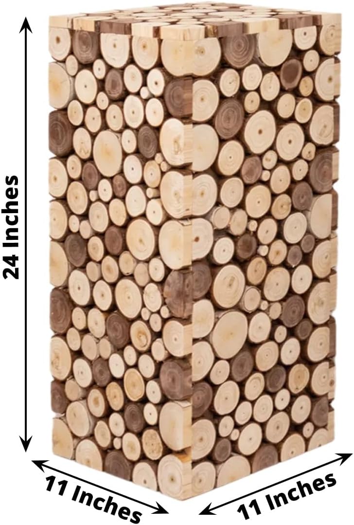 Efavormart Natural Wooden Slices Pedestal Stand 24 Inch