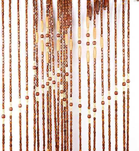 Beaded Doorway Curtain - Wooden Bamboo Room Divider