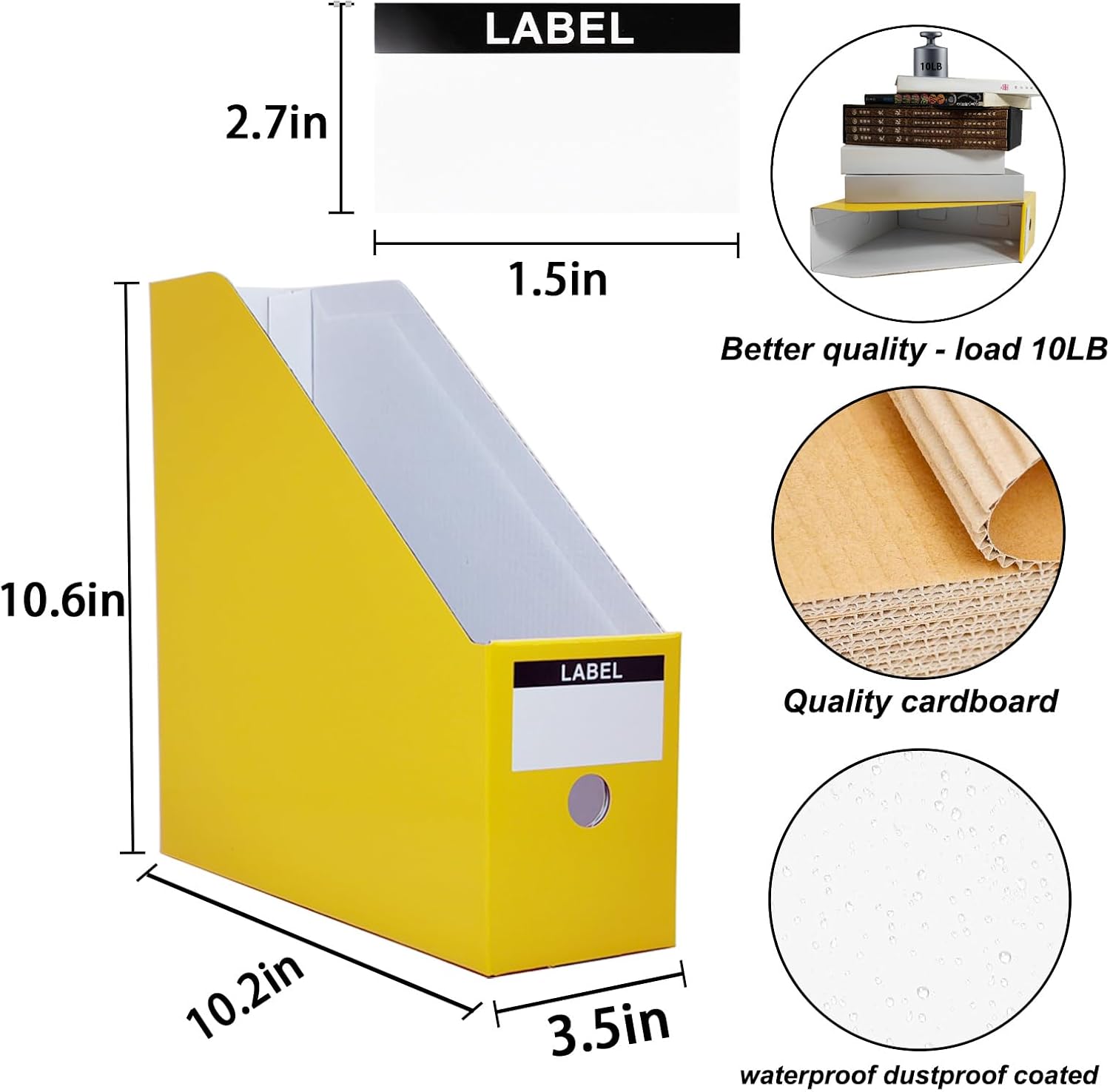 Yellow Cardboard Magazine Holder 2 Pack Desk File Organizer