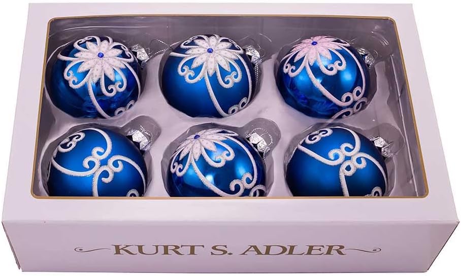 Kurt S Adler Glass Ball Ornament Set 6 Piece