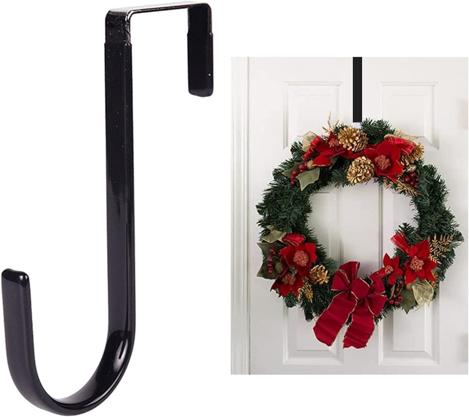 Black Wreath Hanger Door Hook 5 Inch Carbon Steel