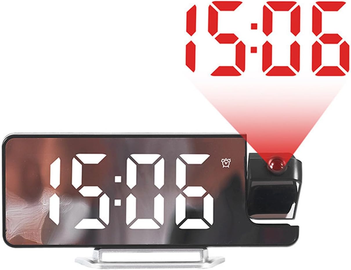 Projection Alarm Clock with Rotatable Display and LED Screen