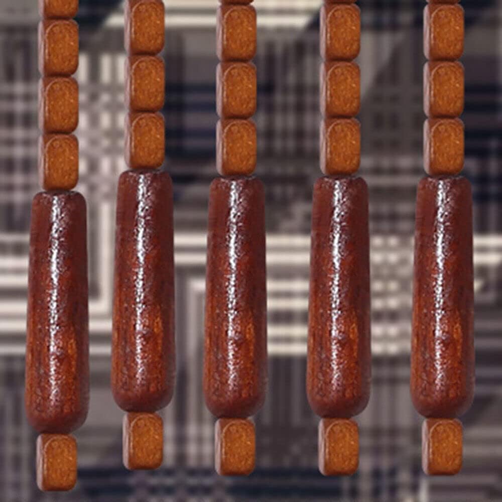 Beaded Doorway Curtain - Wooden Bamboo Room Divider