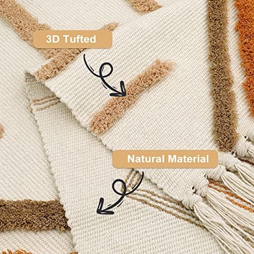 Uphome Boho Runner Rug 2x8 Soft Cotton with Tassels
