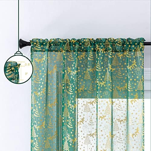 XTMYI 96 Inch 2 Panel Hunter Green Curtains with Lights