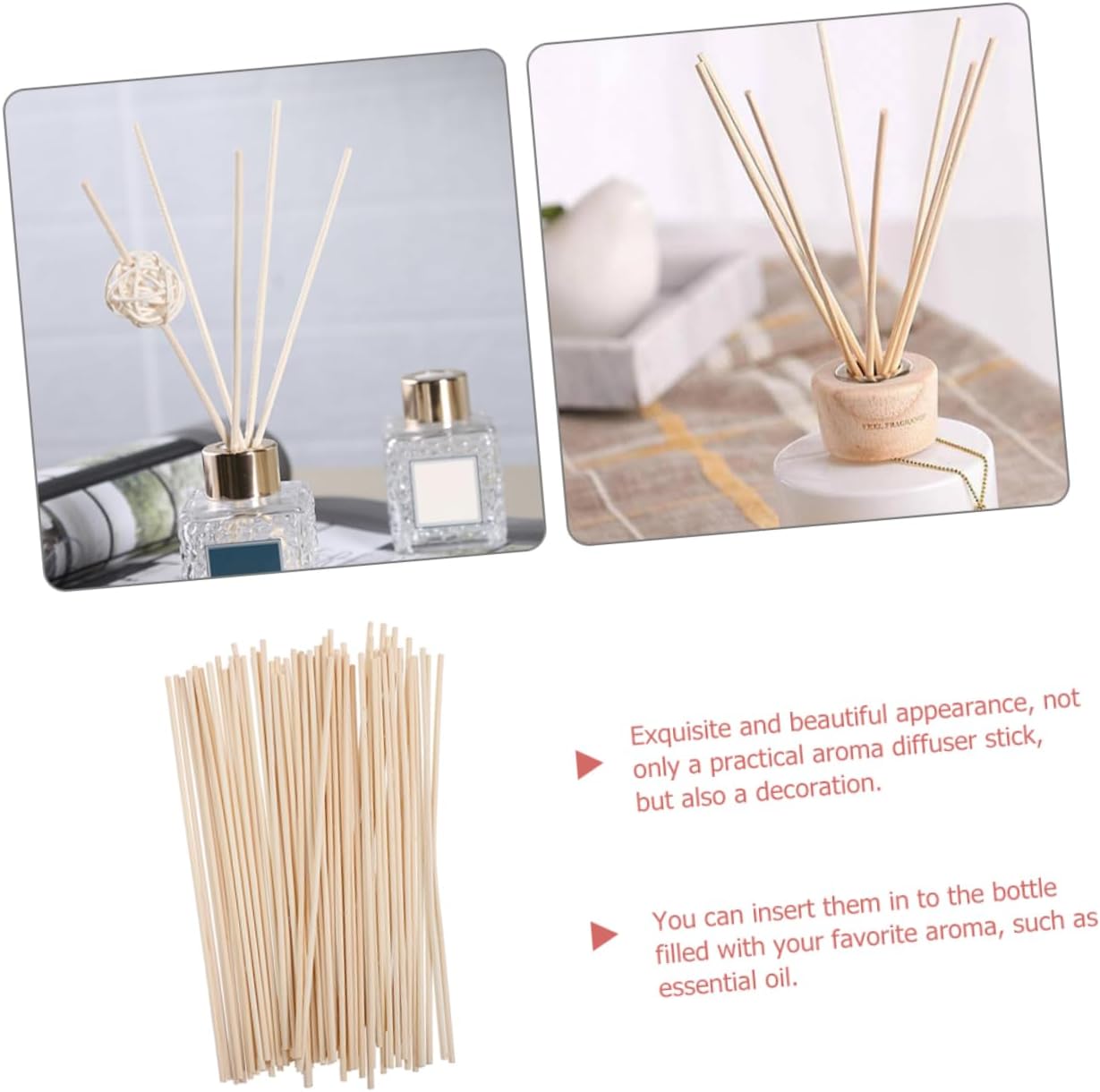 Cabilock 100pcs Natural Aromatherapy Rattan Diffuser Sticks