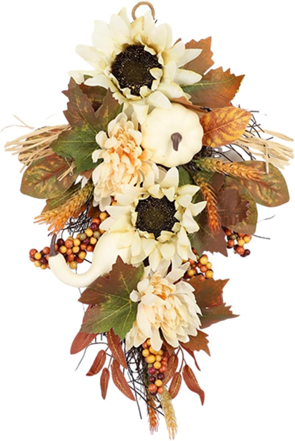 Thanksgiving Teardrop Wreath with Maple Leaves 50cm