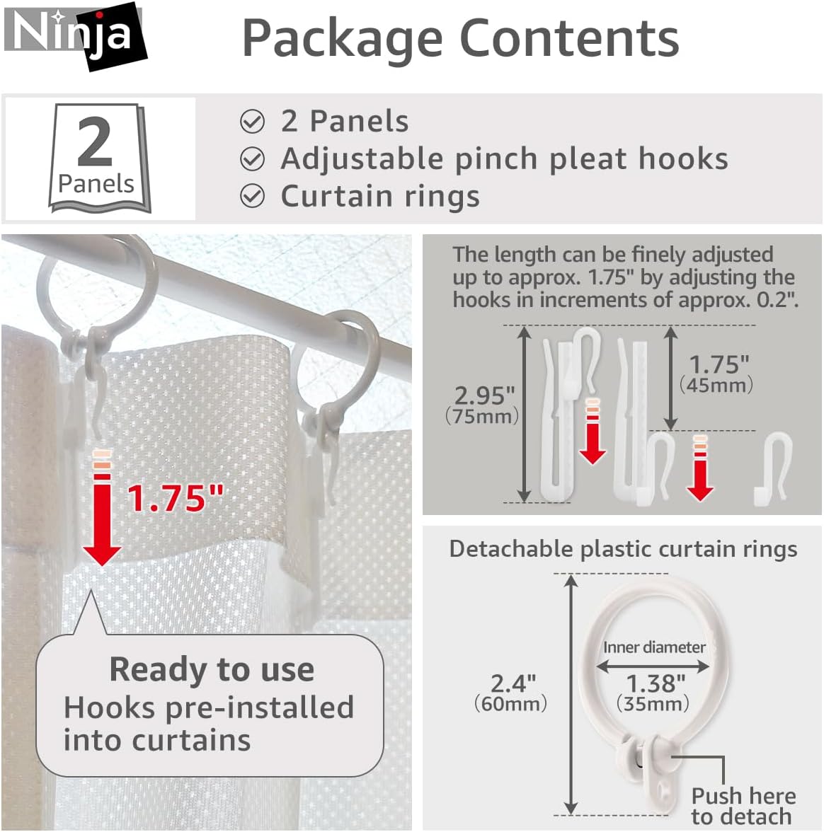 One-Way Privacy Privacy Curtains 2 Panels Set