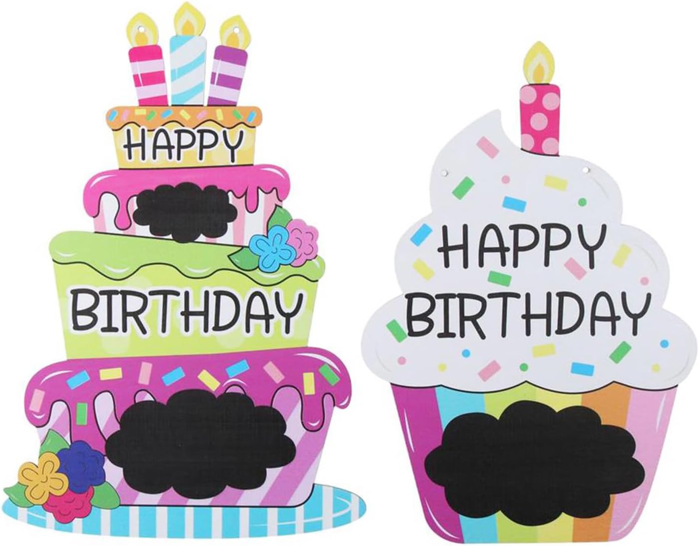 Hobbyme 2pcs Birthday Decorative Pendant Wooden Craft Blackboard Sign
