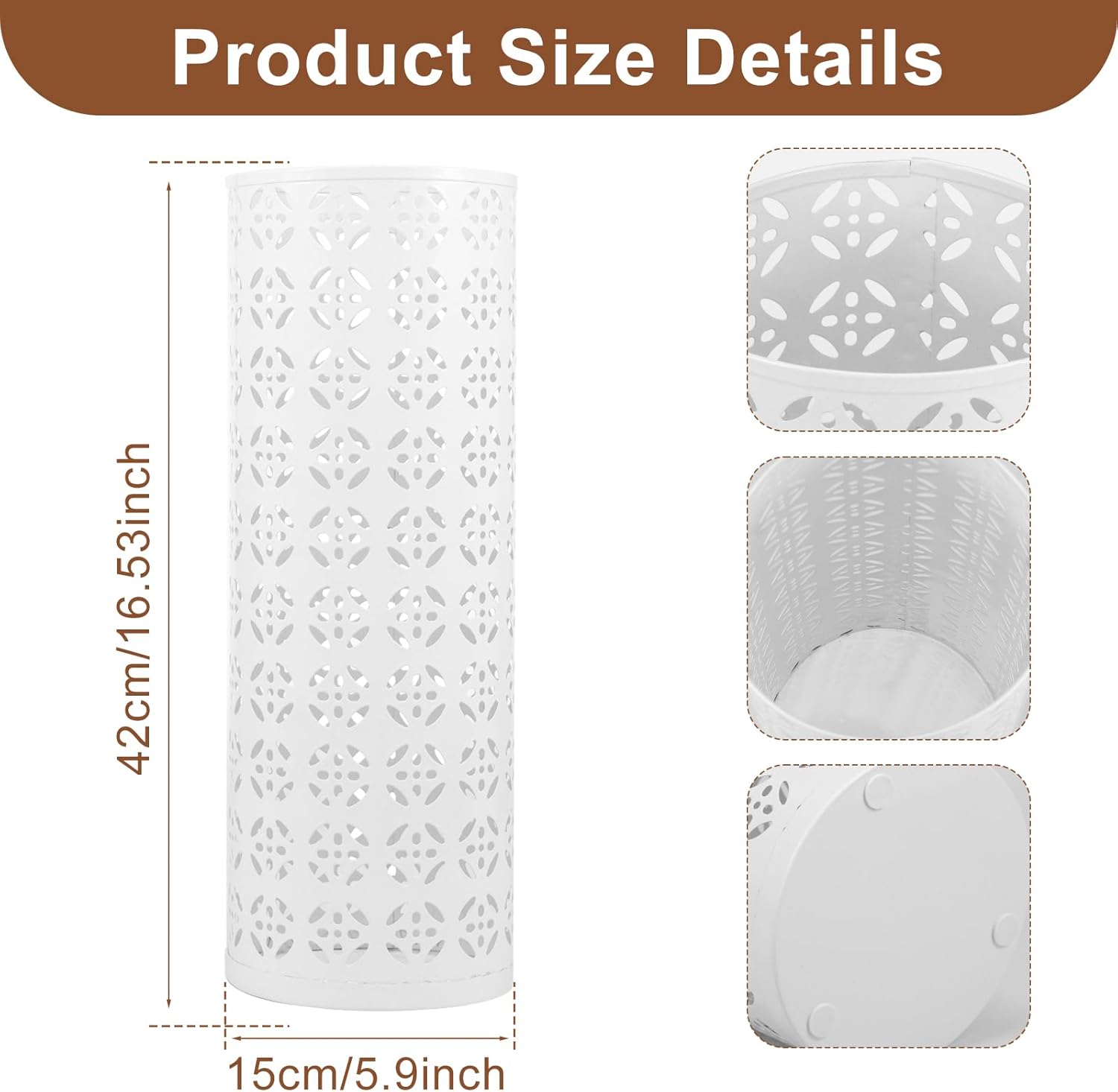 Modern Metal Umbrella Stand for Entryway White