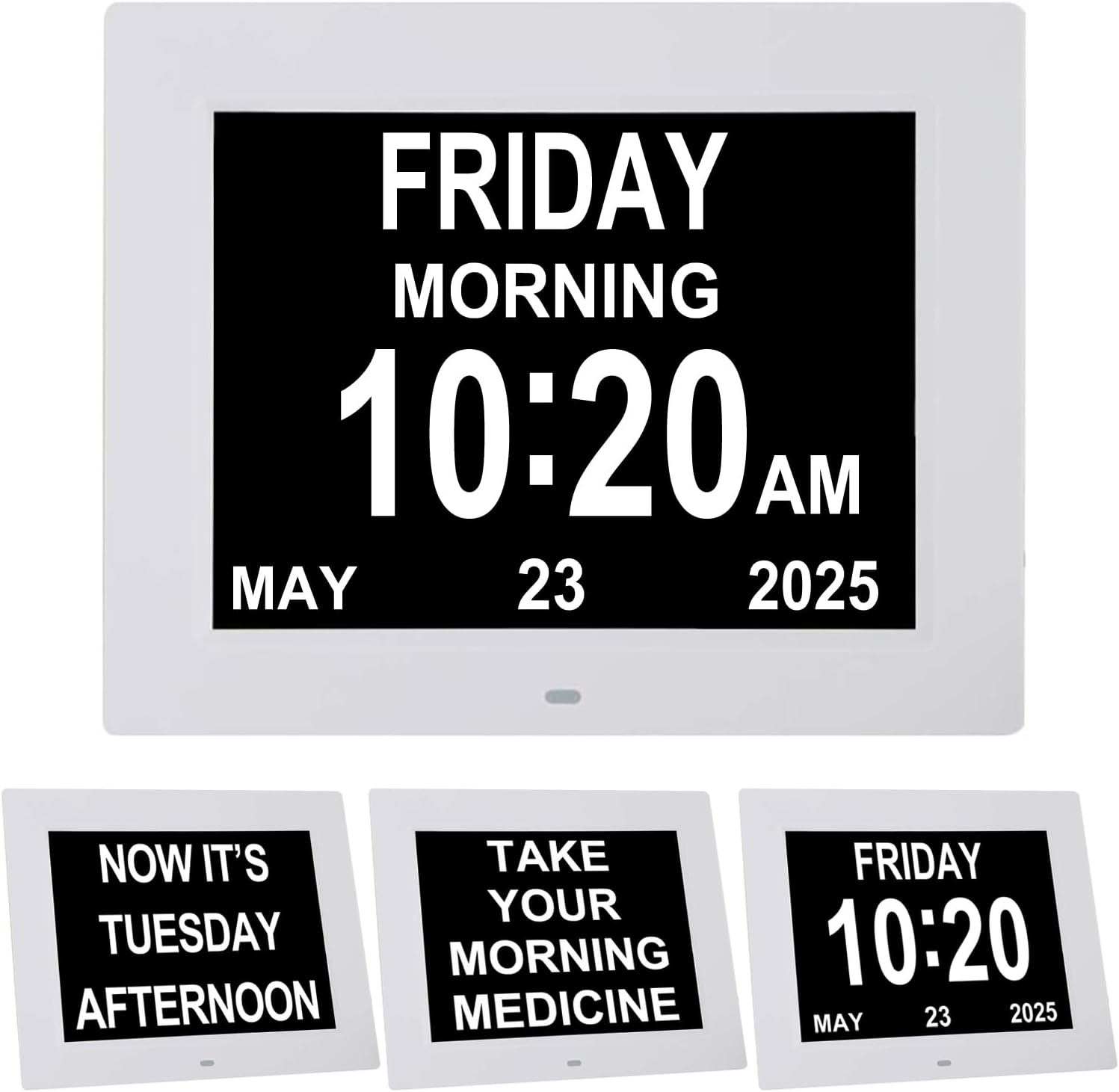 TMC 8 Inch Digital Dementia Clock White SD