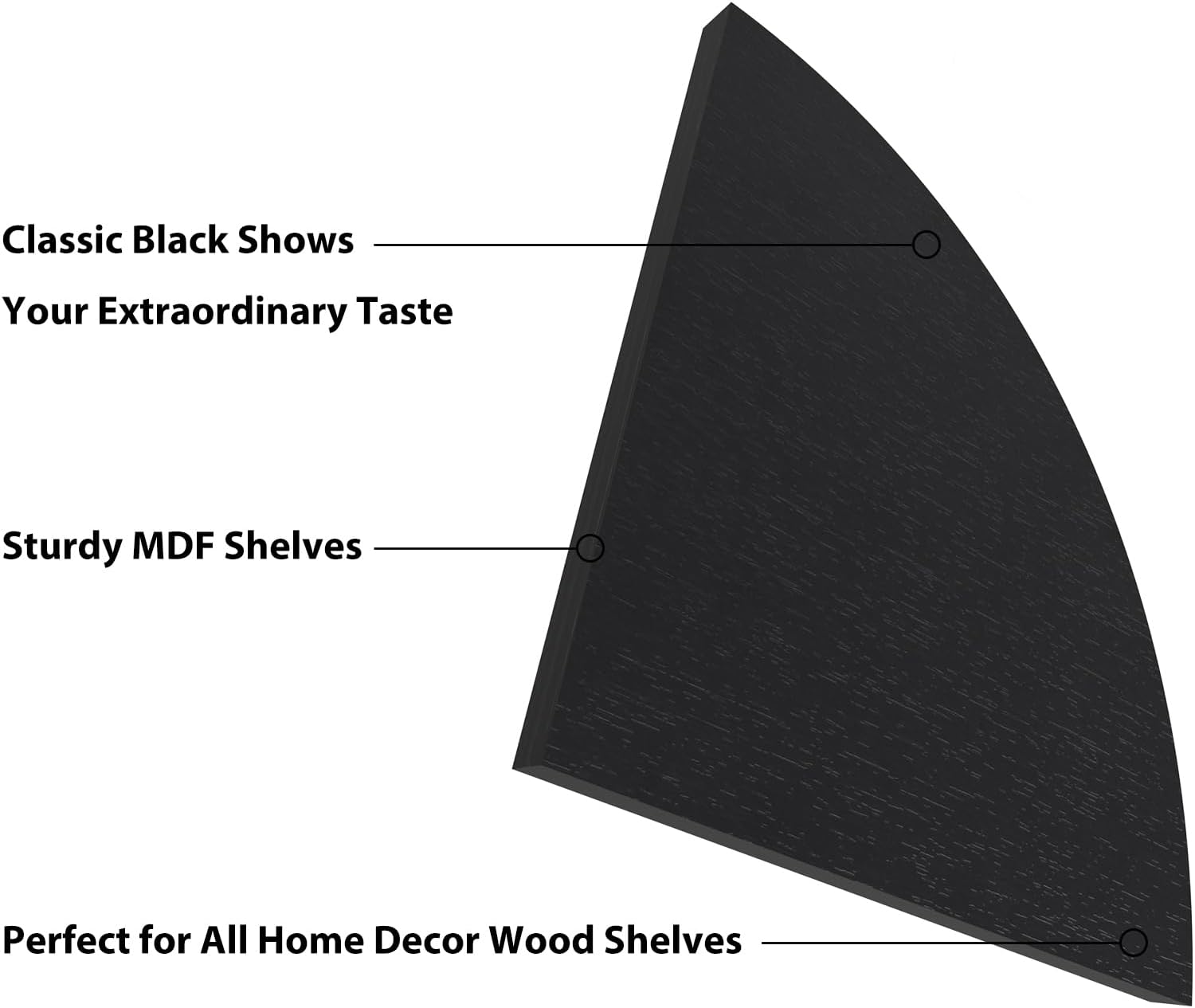HORLIMER Floating Corner Shelf Wall Mount Set of 6 Black
