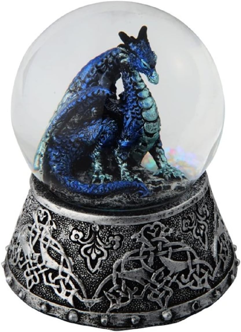 ICE ARMOR 325 Inch Blue Dragon Snow Globe Statue