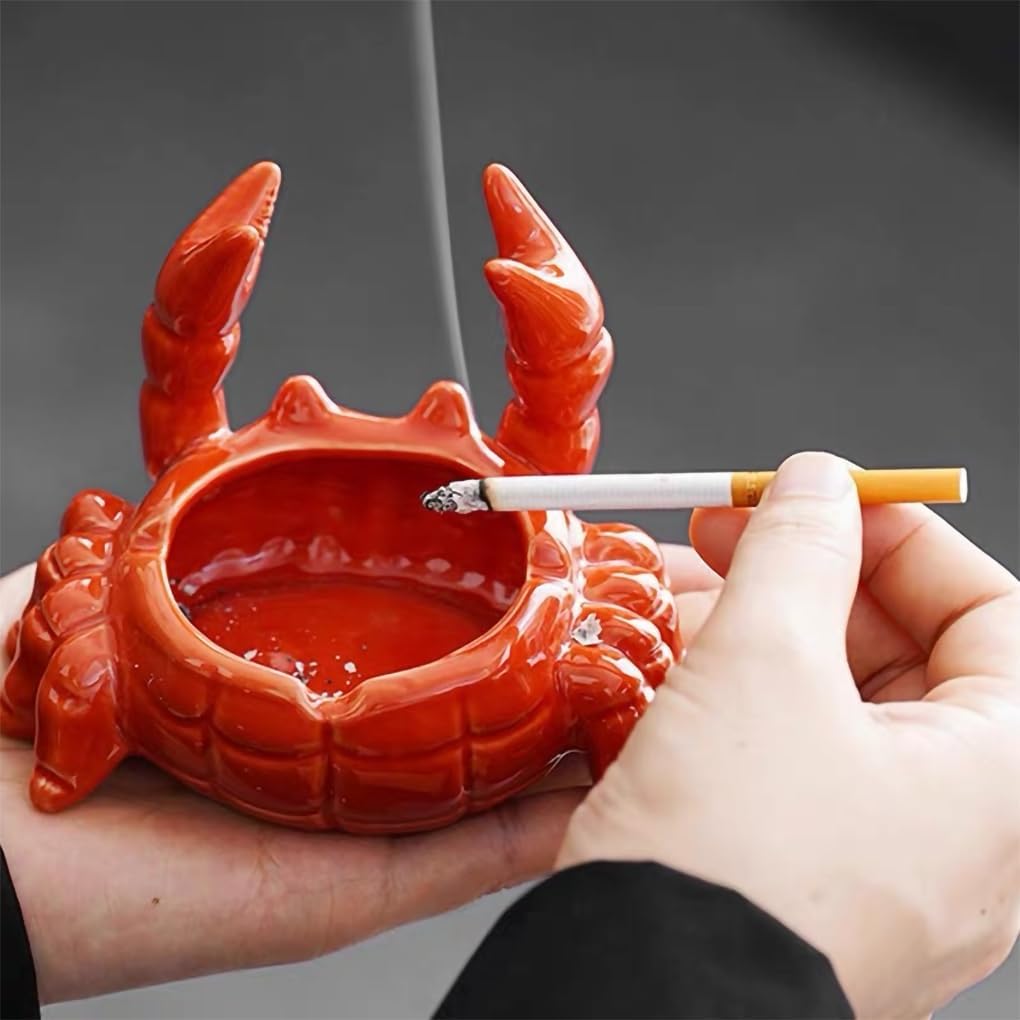 Wait Fly Crab Ceramic Ashtray with Lid