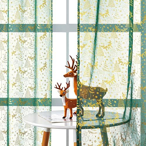 XTMYI 96 Inch 2 Panel Hunter Green Curtains with Lights