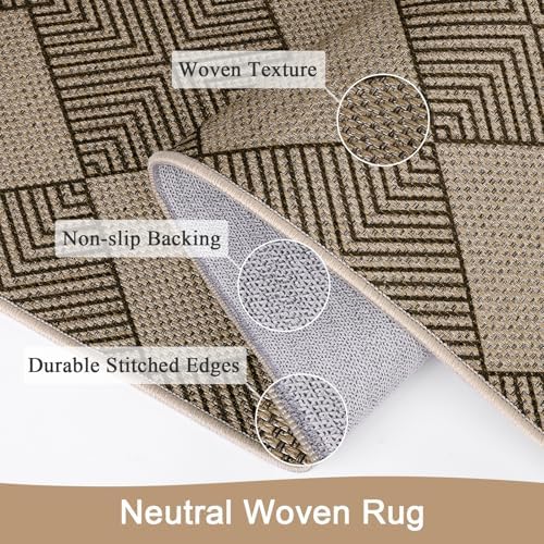 SHACOS Easy Jute 2x5 ft Runner Rug - Brown Plaid