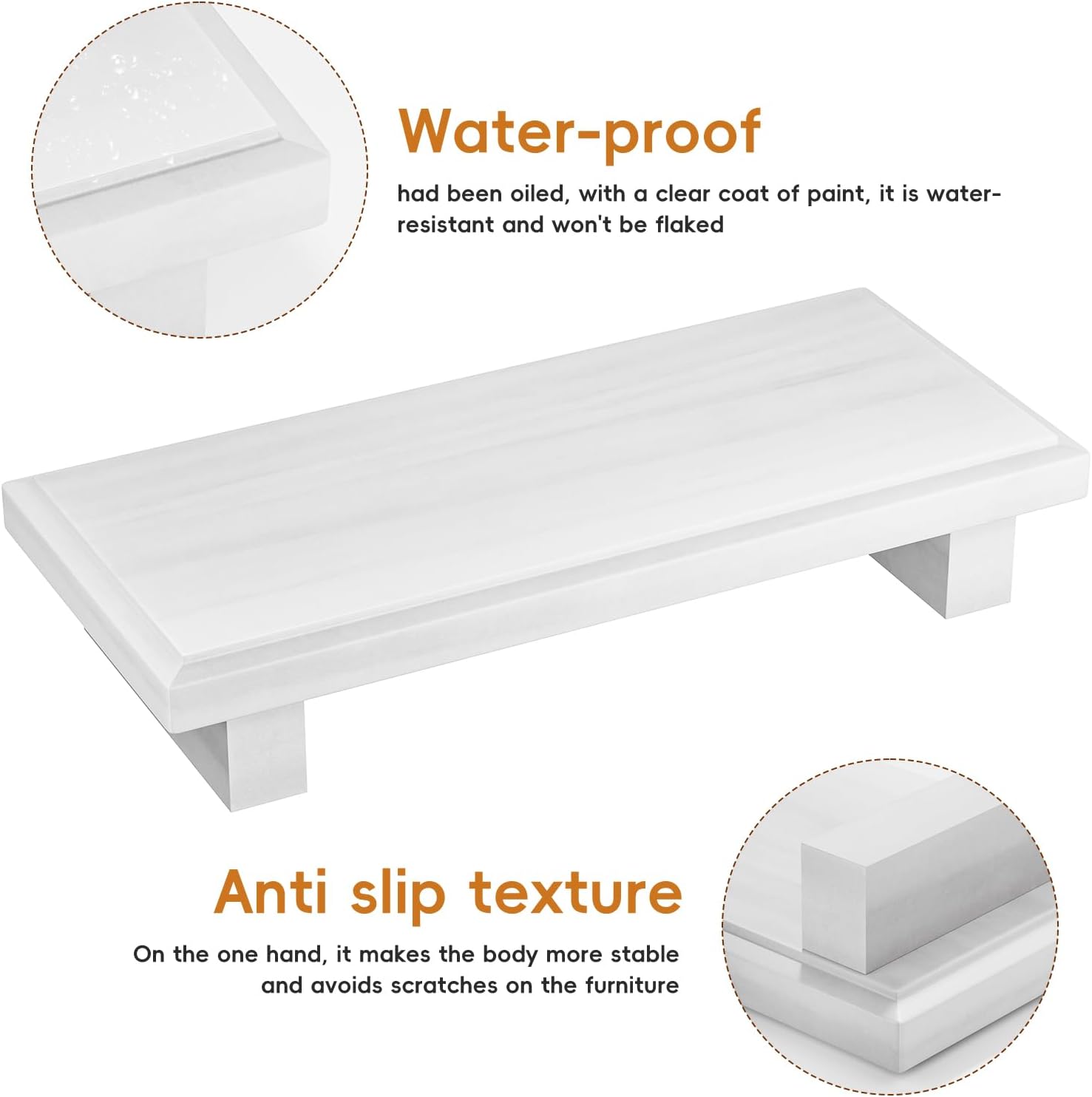 White Wooden Tray Pedestal Stand Farmhouse Decor