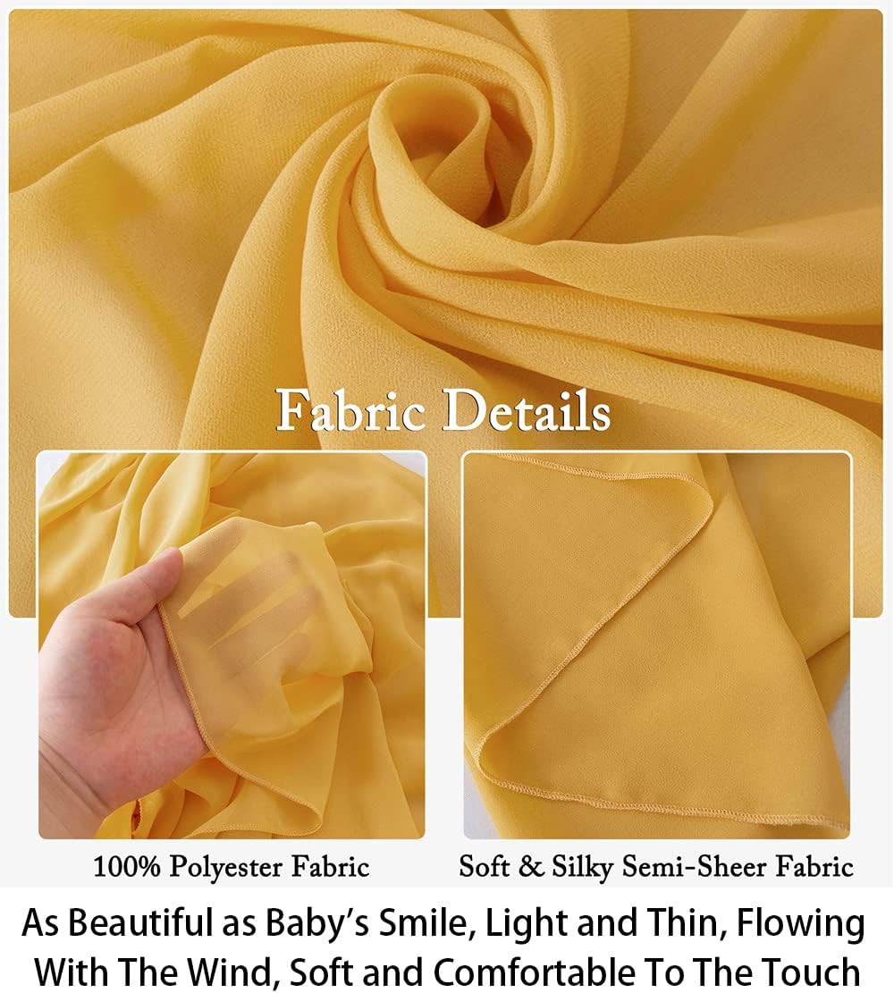 ShinyBeauty Gold Chiffon Curtain Panels 29x96 2PCS