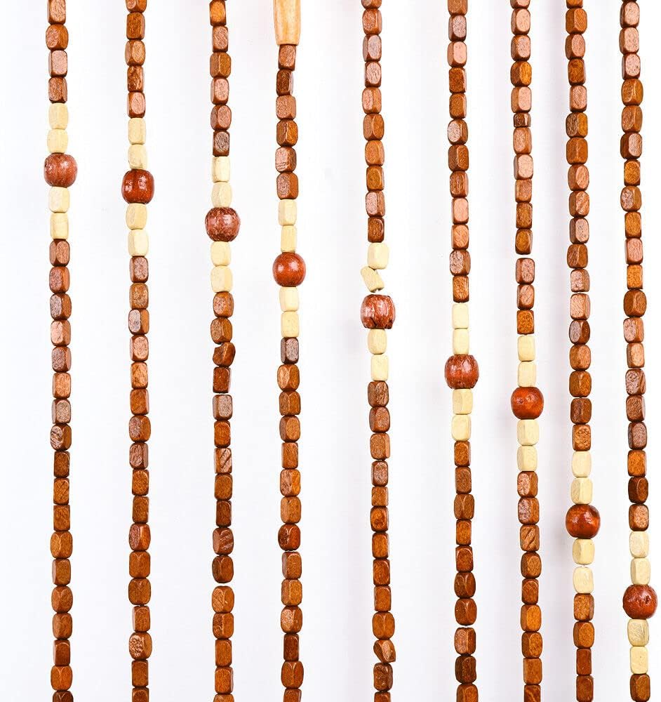 Beaded Doorway Curtain - Wooden Bamboo Room Divider