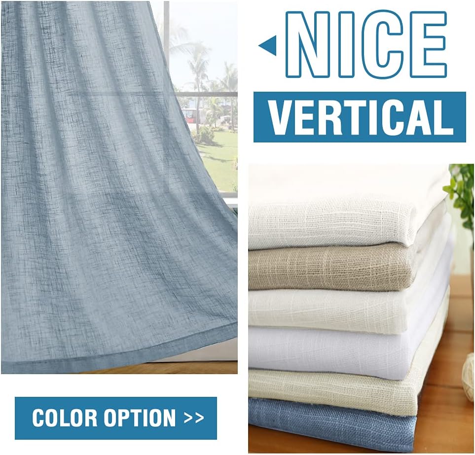 HVERSAILTEX Linen Curtains 52x63in Stone Blue